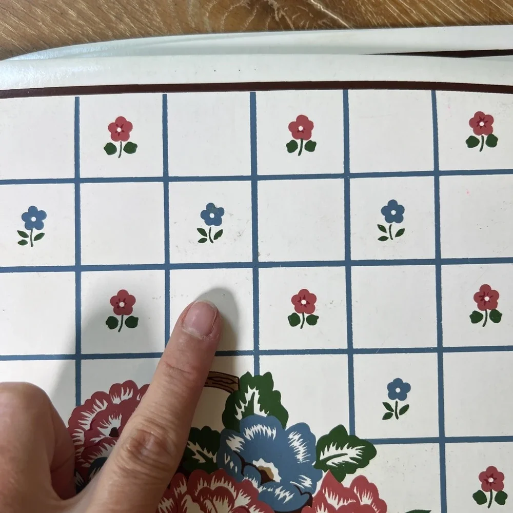 Franco Vinyl Placemats Set of 6 Floral Pink Blue Cottage Core Boho Table Decor